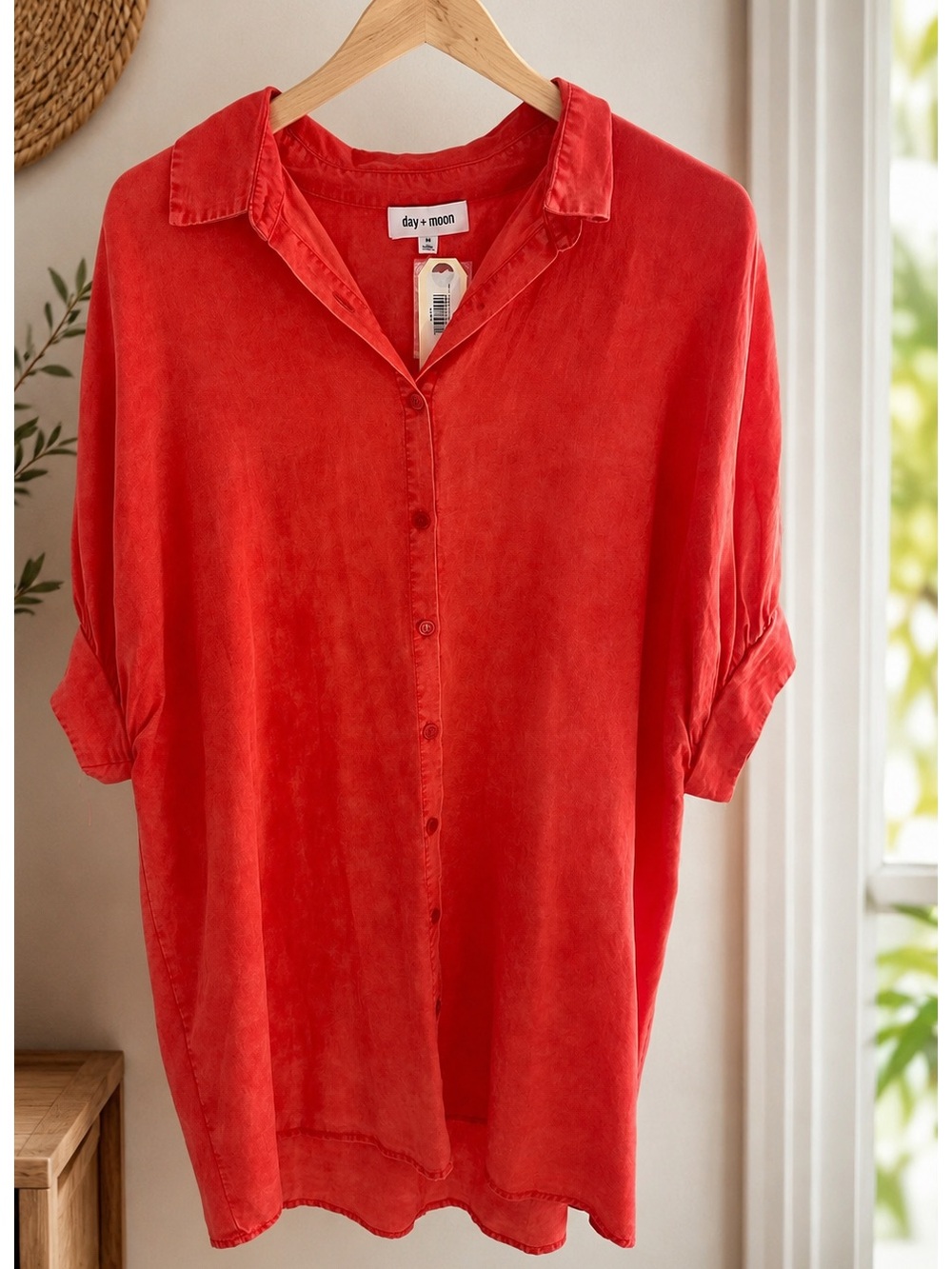 NWT day + moon Coral Button-Up Shirt Dress